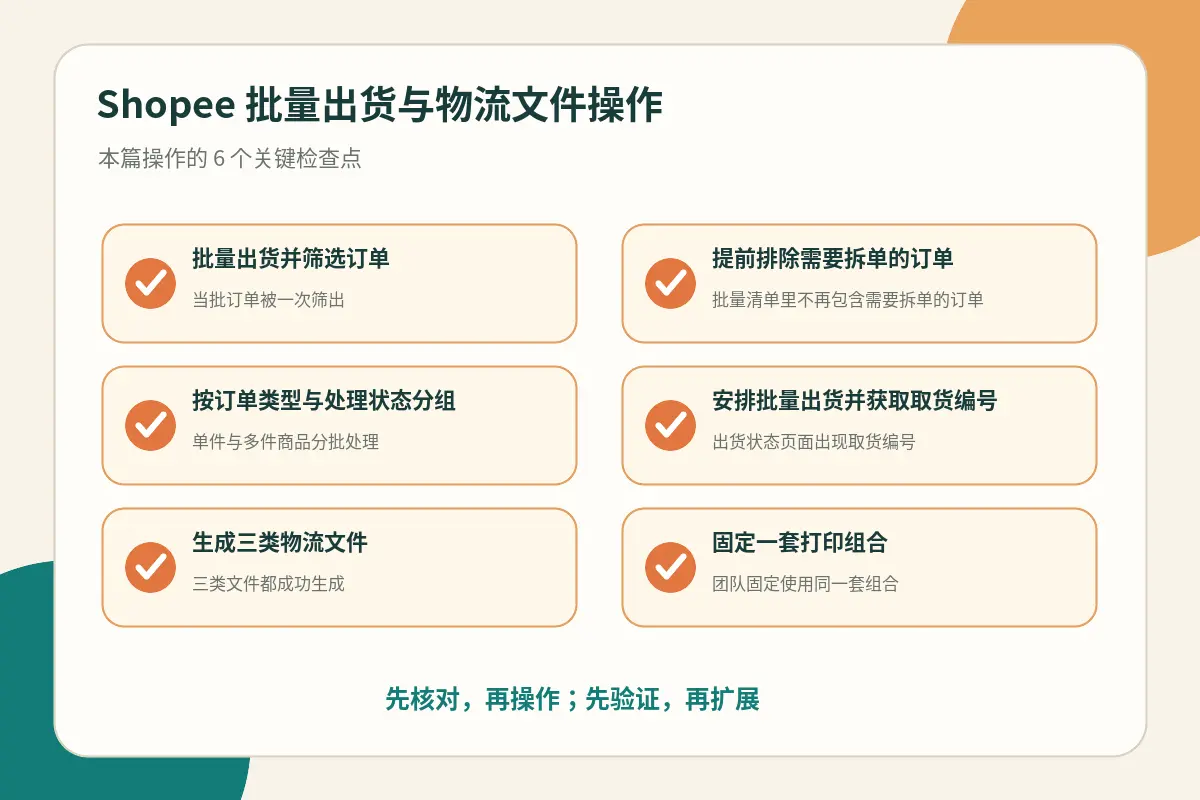 批量出货操作检查点示意图