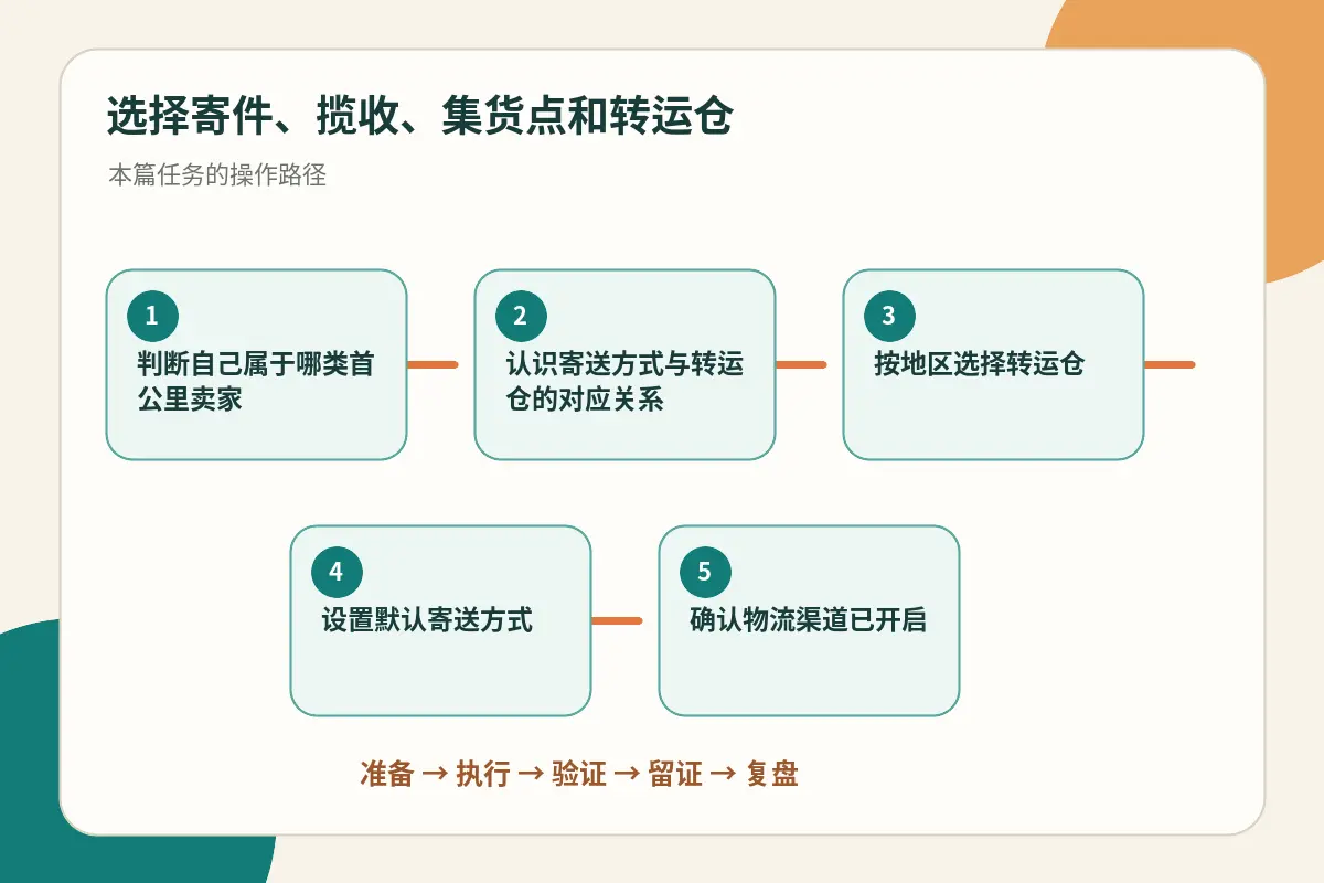 首公里寄送方式与转运仓选择流程示意图